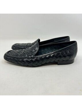 Marshall Field’s Woven Leather Slip On Loafers Black Men’s Size 7M Made in Italy